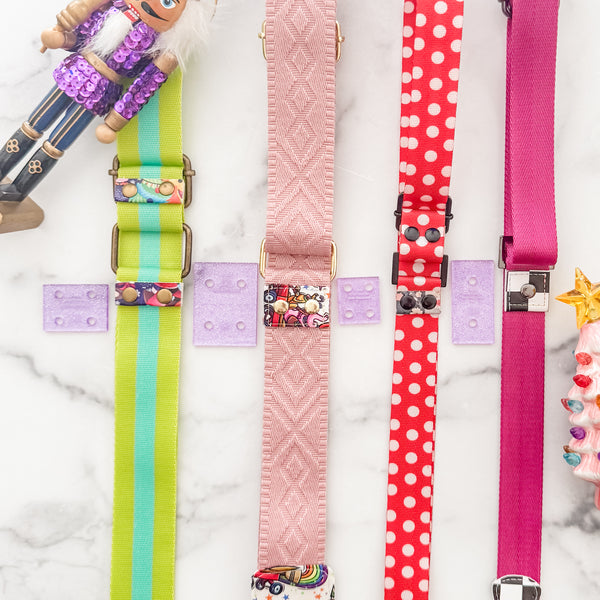 Strap End Template With Rivet Placement - Set of 4 - Glitter Lavender