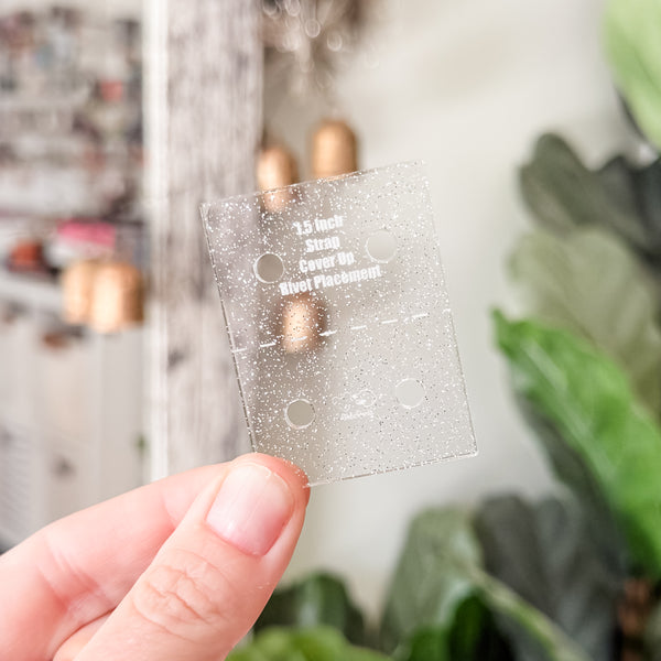 Strap End Template With Rivet Placement - Set of 4 - Glitter Clear