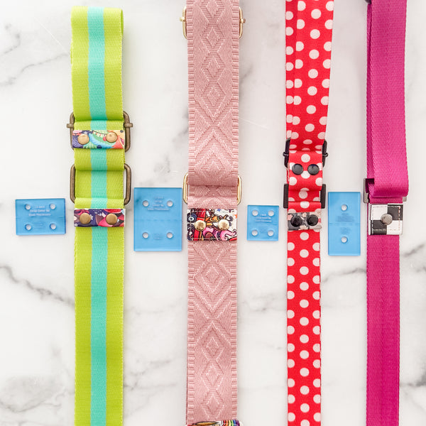 Strap End Template With Rivet Placement - Set of 4 - Blue