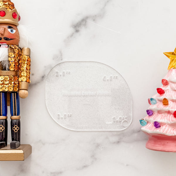 1-2-3-4 HALVES Inch Rounded Corners  - Glitter Clear -  Acrylic Template