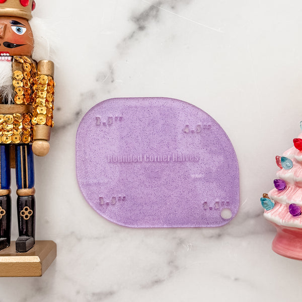 1-2-3-4 HALVES Inch Rounded Corners  - Glitter Lavender -  Acrylic Template