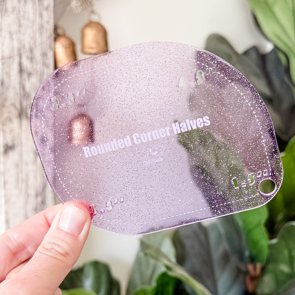 1-2-3-4 HALVES Inch Rounded Corners  - Glitter Lavender -  Acrylic Template