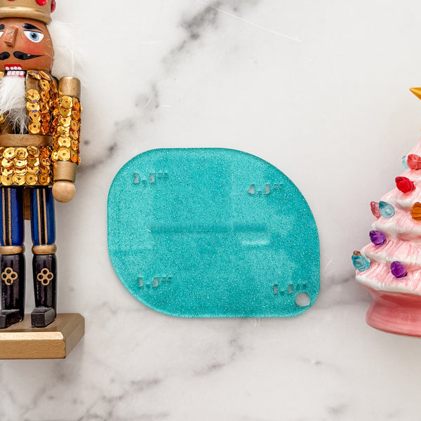 1-2-3-4 HALVES Inch Rounded Corners  - Glitter Aqua -  Acrylic Template