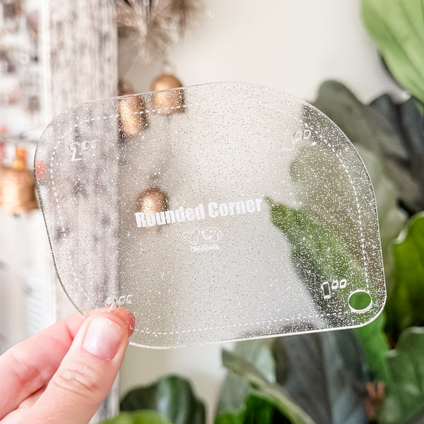 1-2-3-4 Inch Rounded Corners  - Glitter Clear -  Acrylic Template