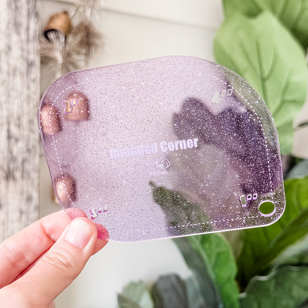 1-2-3-4 Inch Rounded Corners  - Glitter Lavender -  Acrylic Template