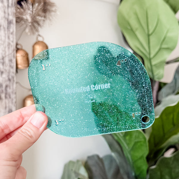 1-2-3-4 Inch Rounded Corners  - Glitter Aqua -  Acrylic Template