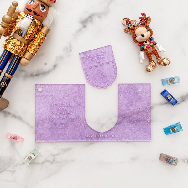 Totes Cute Tote Handle Guide -  Set of 2 - Glitter Lavender -  Acrylic Template