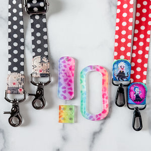 Open Center Rounded Fancy Straps - Size 1" - LIMITED COLOR - Rainbow Matte Leopard - Set of 3 - Acrylic Template