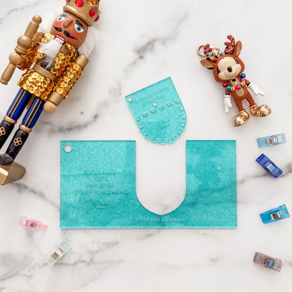 Totes Cute Tote Handle Guide -  Set of 2 - Glitter Aqua -  Acrylic Template