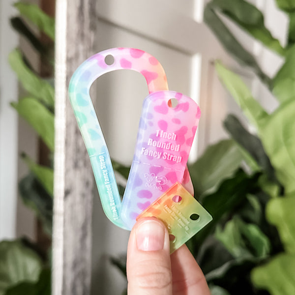 Open Center Rounded Fancy Straps - Size 1" - LIMITED COLOR - Rainbow Matte Leopard - Set of 3 - Acrylic Template