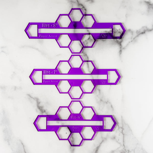 Hive Zipper Accent Template - Purple - 3 Sizes Available