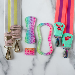 Open Center Rounded Fancy Straps - Size 1.5" Webbing To 1" Hook - LIMITED COLOR - Rainbow Matte Leopard - Set of 3 - Acrylic Template
