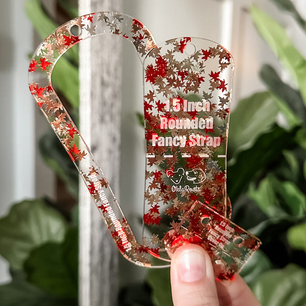 Open Center Rounded Fancy Straps - Size 1.5" - LIMITED COLOR - Fall Foil Leaves - Set of 3 - Acrylic Template
