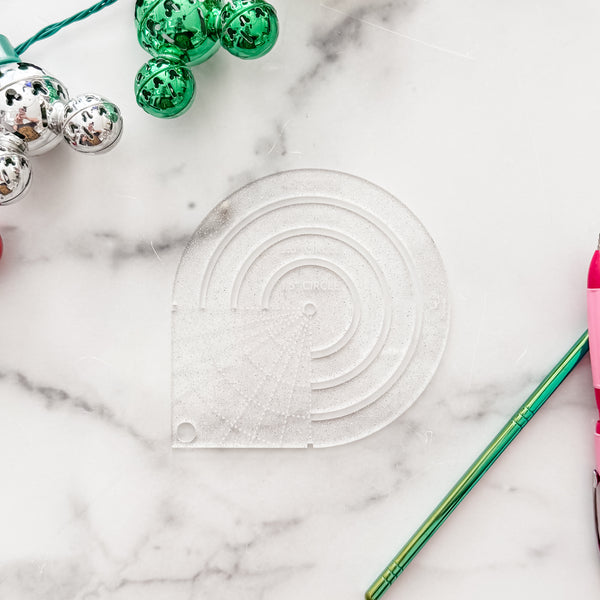 Boxed Round Accent - 1.5"/2.5"/3.5"/4.5"  - Glitter Clear -  Acrylic Template