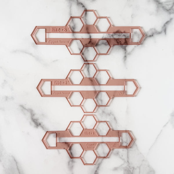 Hive Zipper Accent Template - Rose Gold - 3 Sizes Available