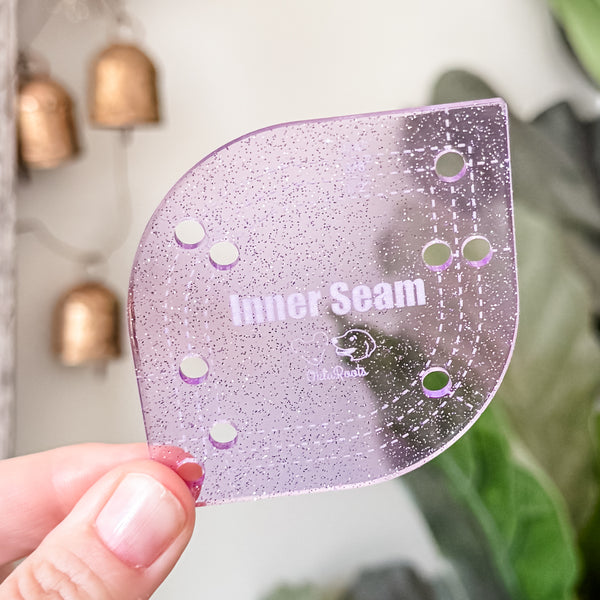 Inner Seam Tool - All In One - 1/4", 3/8", 1/2"  - Glitter Lavender -  Acrylic Template