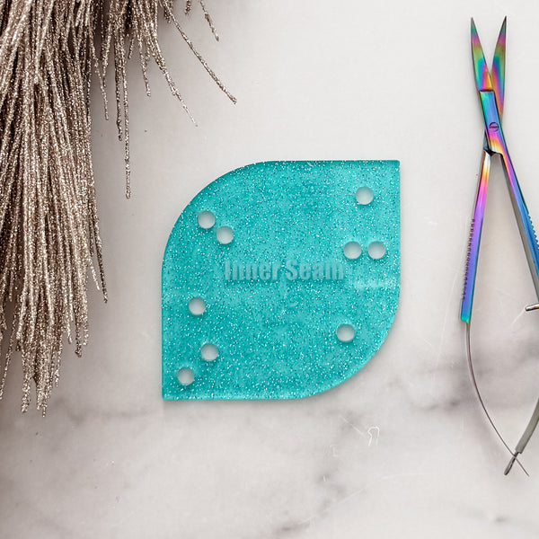 Inner Seam Tool - All In One - 1/4", 3/8", 1/2"  - Glitter Aqua -  Acrylic Template