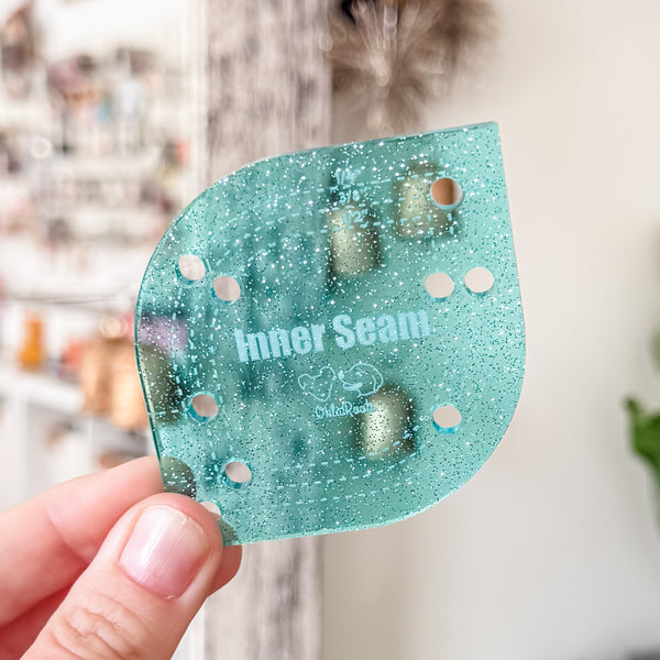 Inner Seam Tool - All In One - 1/4", 3/8", 1/2"  - Glitter Aqua -  Acrylic Template