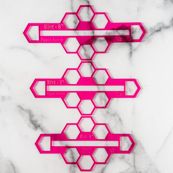 Hive Zipper Accent Template - Magenta - 3 Sizes Available