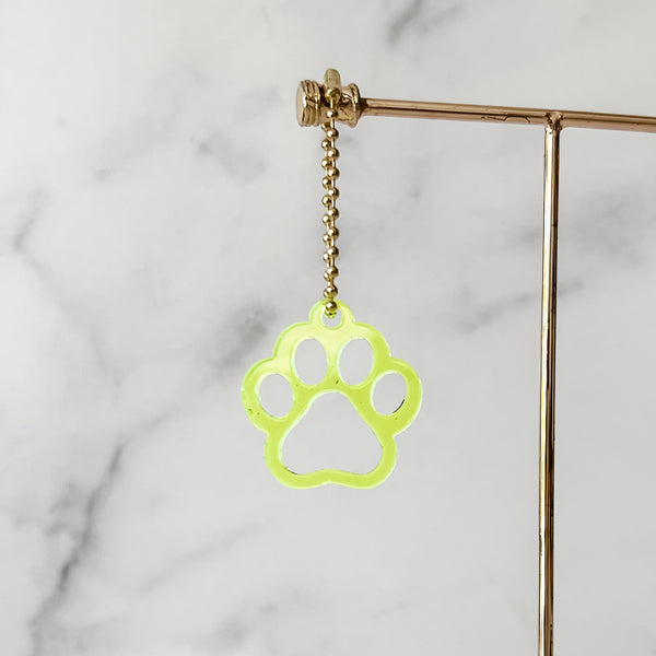 Puppy Paw - Neon Green - Hanging Charm - Sold Individually