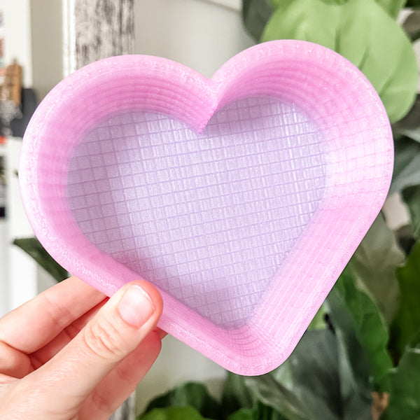 Tiered Large Heart Shaped Craft Bowl - Glitter Lavender