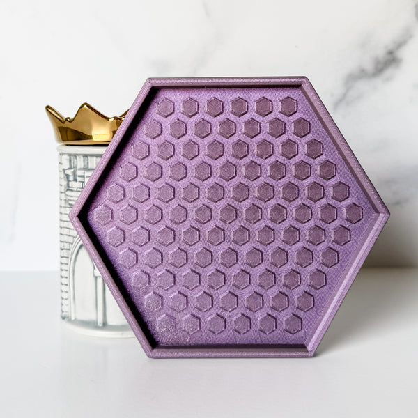 Hexagon Craft Tray - Honeycomb Base with Grips - Purple Glimmer