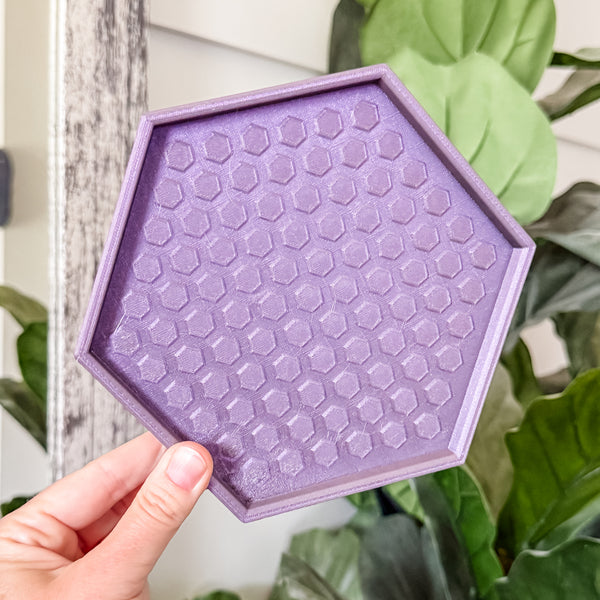 Hexagon Craft Tray - Honeycomb Base with Grips - Purple Glimmer