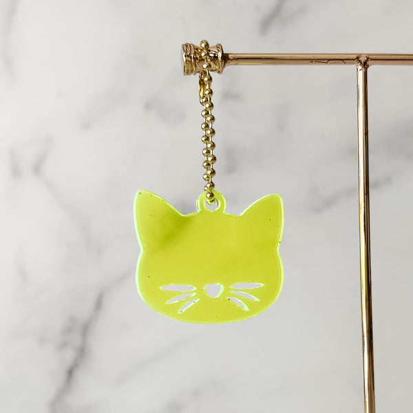 Cat Face - Neon Green - Hanging Charm - Sold Individually