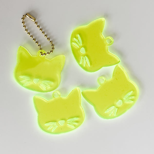 Cat Face - Neon Green - Hanging Charm - Sold Individually