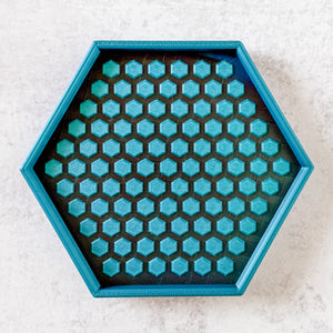 Hexagon Craft Tray - Honeycomb Base with Grips - Seagreen + Purple Chrome