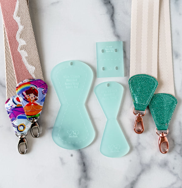 ROUNDED Fancy Straps - Size 1.5" Webbing To 1/2" Hook - FROSTED SEAFOAM - Set of 3 - Acrylic Template