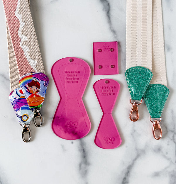 ROUNDED Fancy Straps - Size 1.5" Webbing To 1/2" Hook - PINK - Set of 3 - Acrylic Template