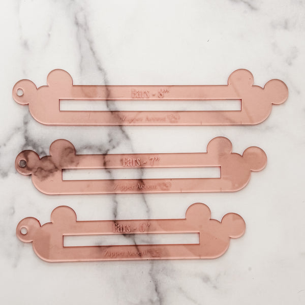 Ears Zipper Accent Template - Rose Gold - 3 Sizes Available