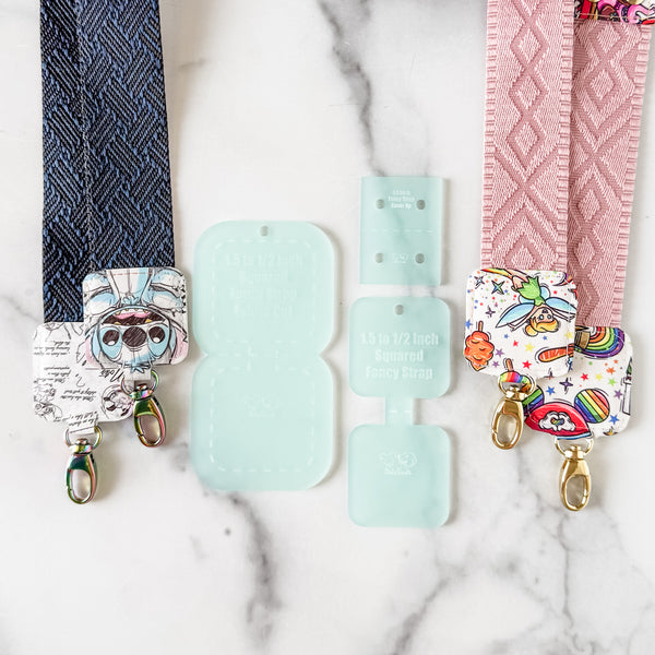 SQUARED Fancy Straps - Size 1.5" Webbing To 1/2" Hook - FROSTED SEAFOAM - Set of 3 - Acrylic Template