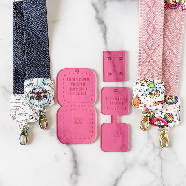 SQUARED Fancy Straps - Size 1.5" Webbing To 1/2" Hook - PINK - Set of 3 - Acrylic Template