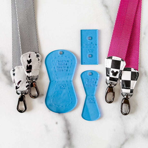 ROUNDED Fancy Straps - Size 1" Webbing to 1/2" Hook - BLUE - Set of 3 - Acrylic Template