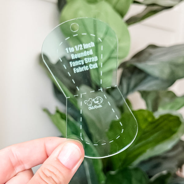 ROUNDED Fancy Straps - Size 1" Webbing to 1/2" Hook - LIGHT GREEN - Set of 3 - Acrylic Template