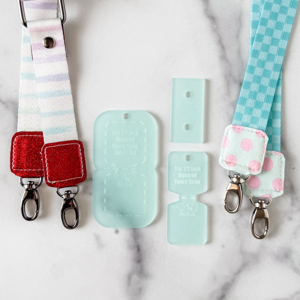 SQUARED Fancy Straps - Size 1" Webbing to 1/2" Hook - FROSTED SEAFOAM - Set of 3 - Acrylic Template