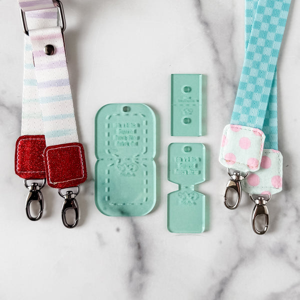 SQUARED Fancy Straps - Size 1" Webbing to 1/2" Hook - LIGHT GREEN - Set of 3 - Acrylic Template