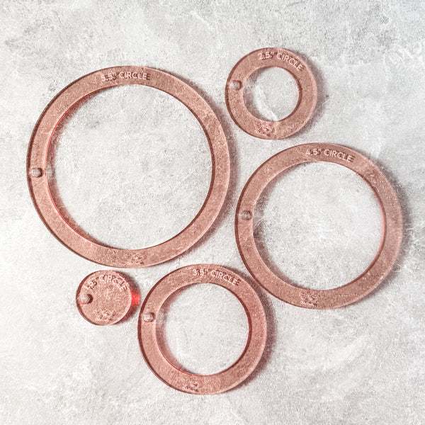 Circle HALVES  - Rose Gold -  Acrylic Template - Set of 5