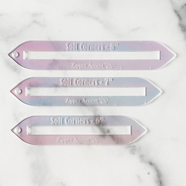 Soft Corners Zipper Accent Template - Holographic - 3 Sizes Available