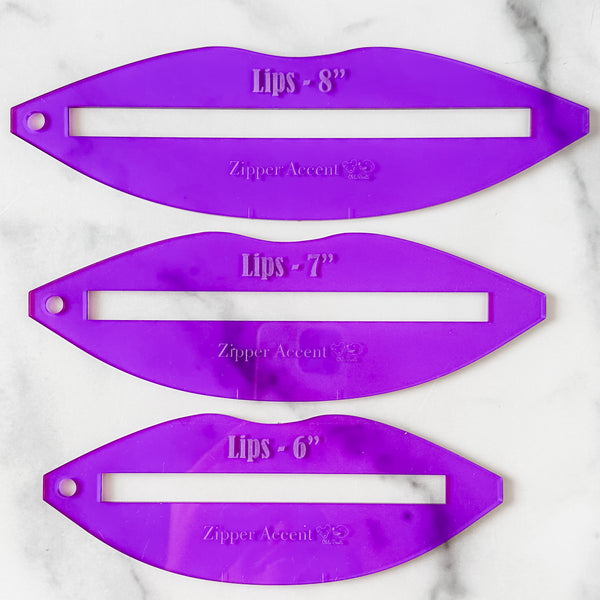 Lips Zipper Accent Template - Purple - 3 Sizes Available