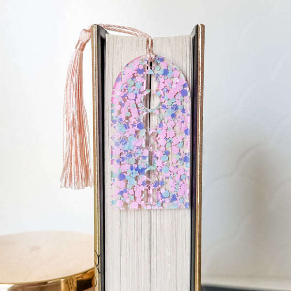 Bookish Bookmark - Pastel Pink Hexies - Tassel Color May Vary