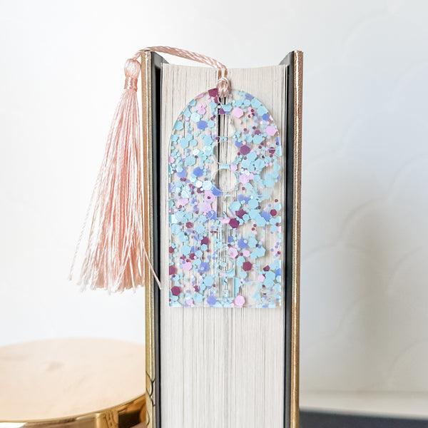 Bookish Bookmark - Pastel Blue Hexies - Tassel Color May Vary