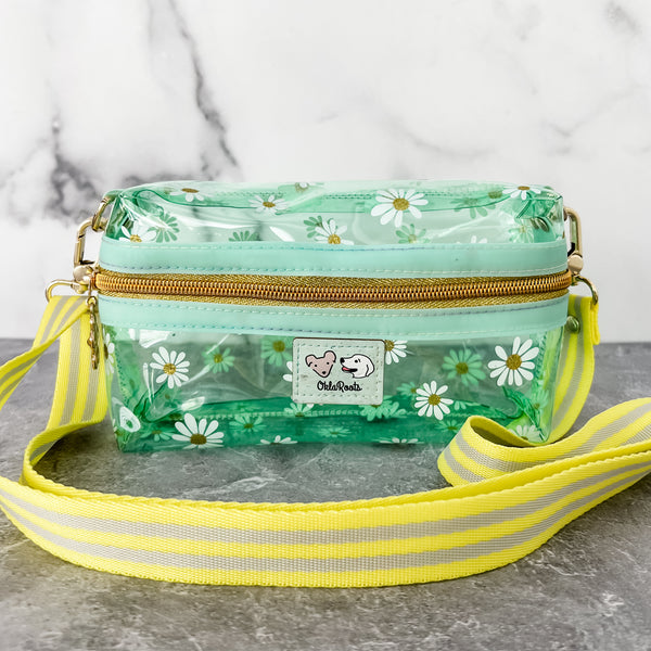 The Morava Crossbody! - Mint Floral - Fully Boxed Clear Bag With Strap