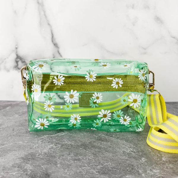 The Morava Crossbody! - Mint Floral - Fully Boxed Clear Bag With Strap