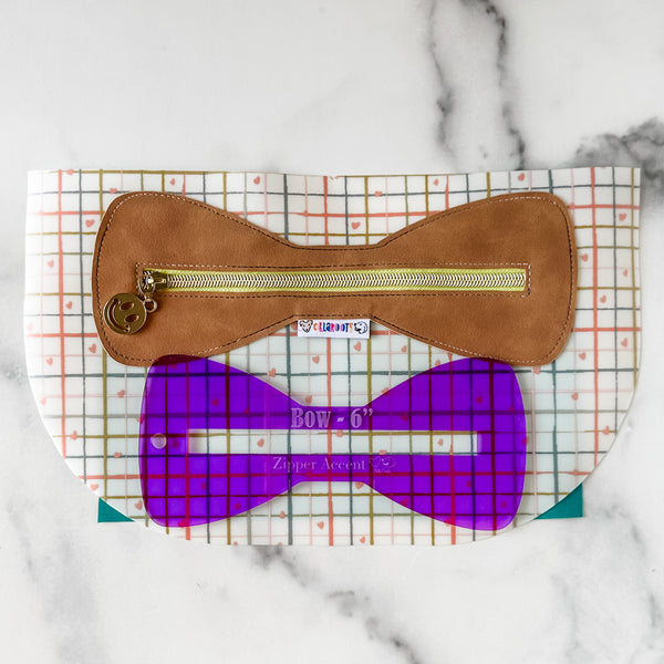 Bow Zipper Accent Template - Purple - 3 Sizes Available