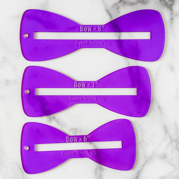 Bow Zipper Accent Template - Purple - 3 Sizes Available