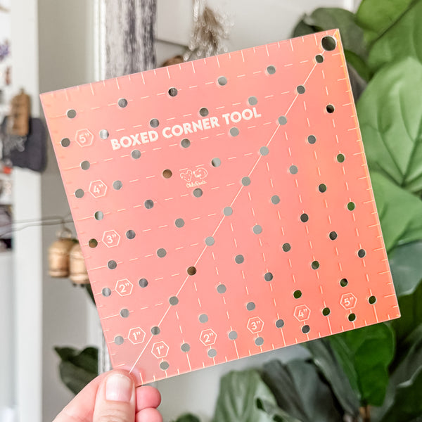 Boxed Corner Tool - Square - Half Inch Markings - 6" x 6"  - Frosted Holographic -  Acrylic Template