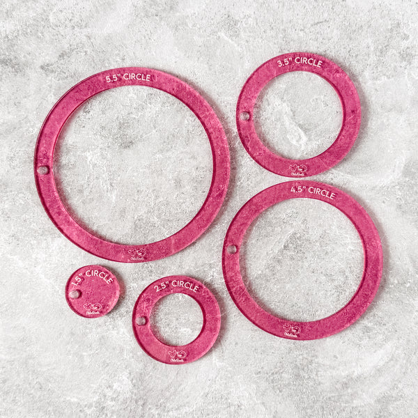 Circle HALVES - Pink -  Acrylic Template - Set of 5